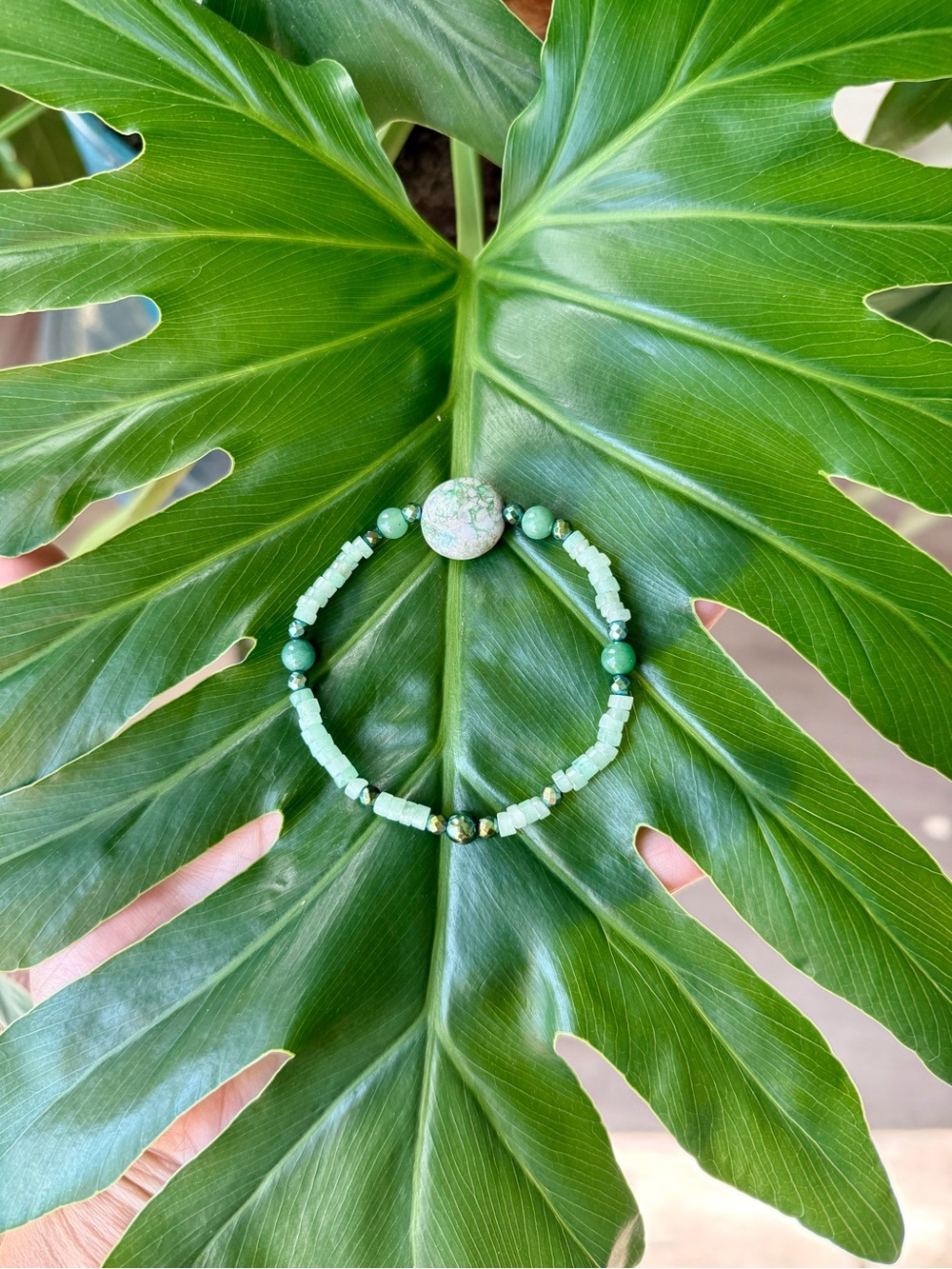 Green Aventurine - Hematite - Jasper bracelet (one)